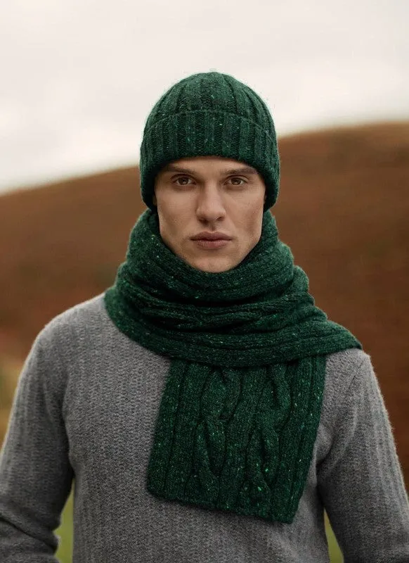 Cable and Rib Scarf – Bottle Green - Fisherman Out of Ireland