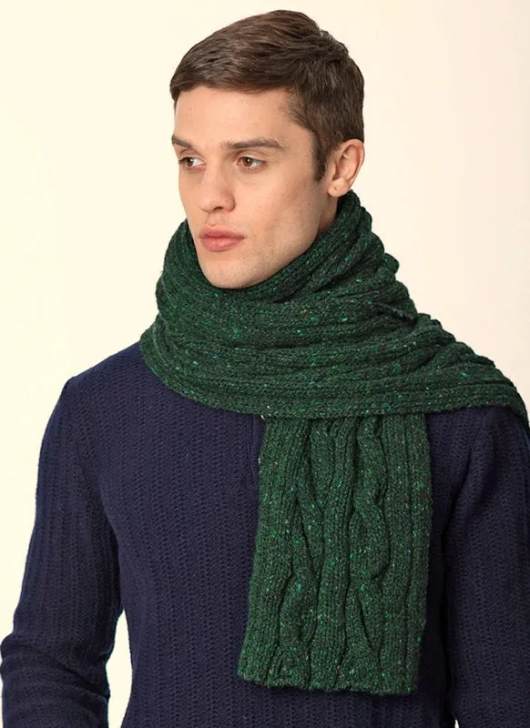 Cable and Rib Scarf – Bottle Green - Fisherman Out of Ireland