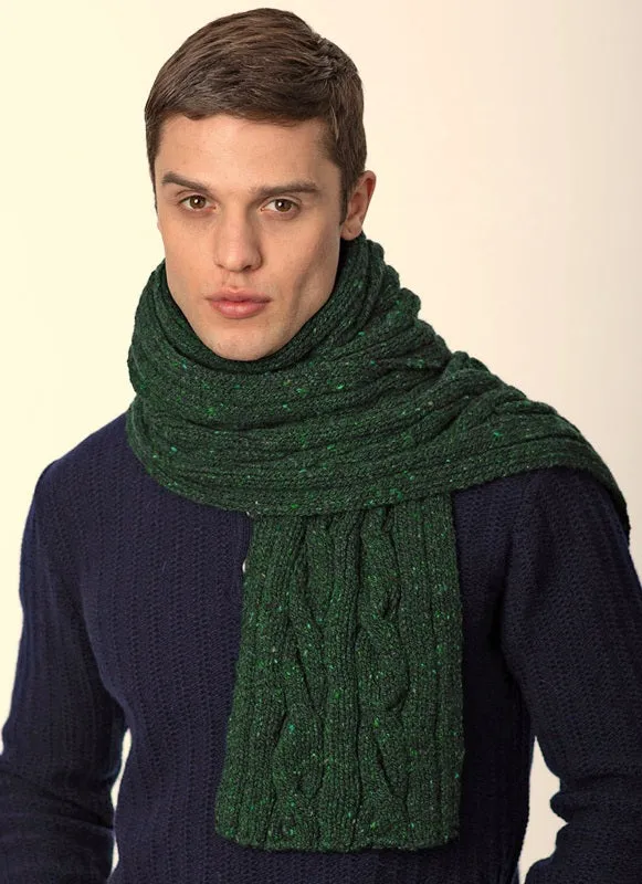 Cable and Rib Scarf – Bottle Green - Fisherman Out of Ireland