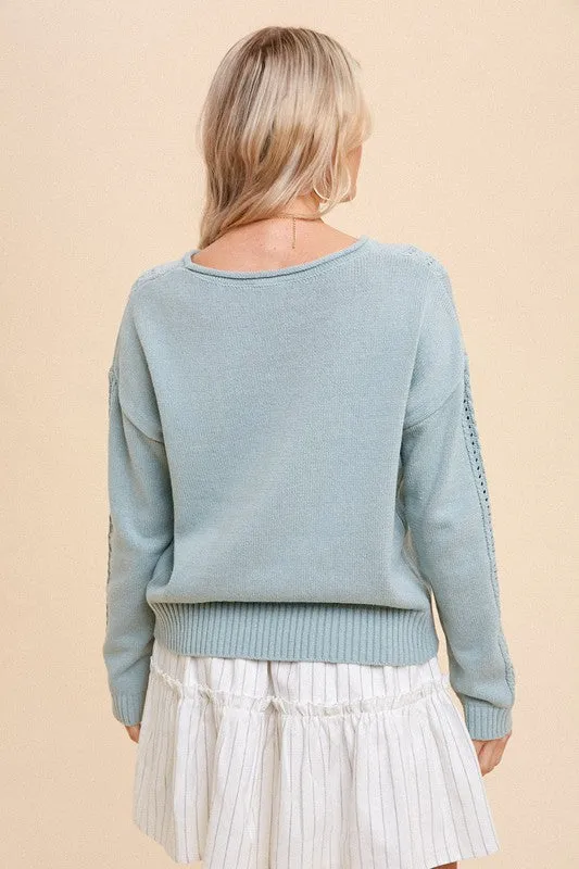 Cable Detail Crop Sweater Style 0223