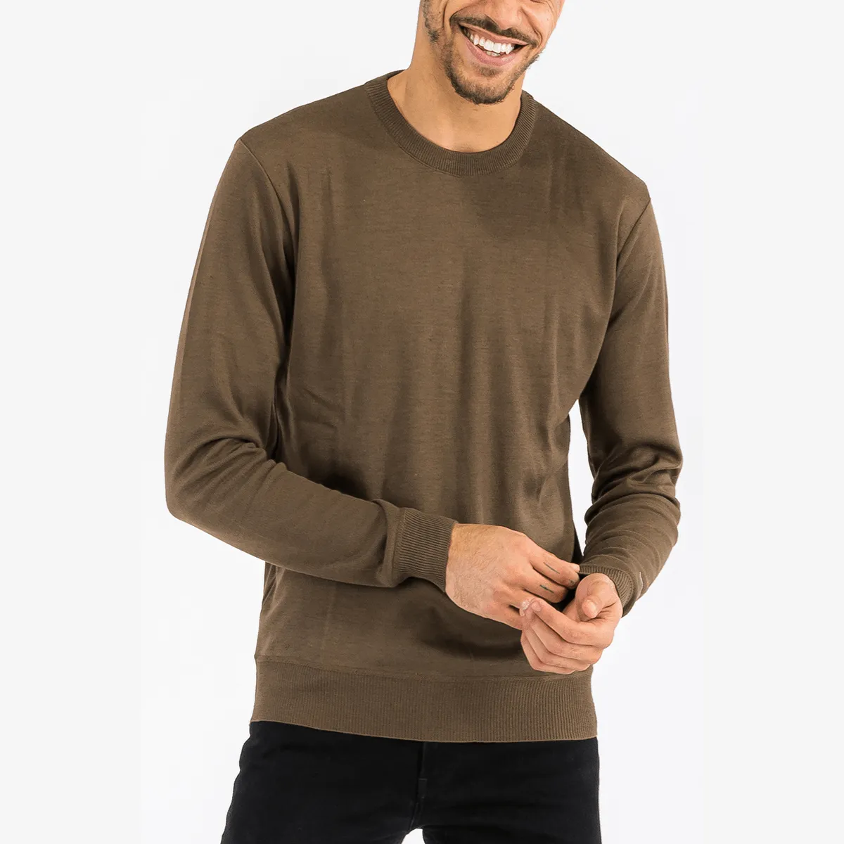 Camel Round Neck Knit Sweater