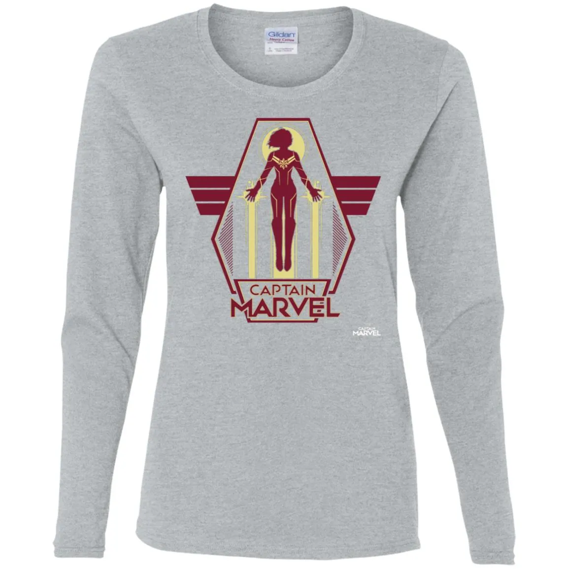 Captain Marvel Red Yellow Flight Powers Women Long Sleeve Shirt