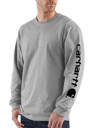 Carhartt Men's Long-Sleeve Signature Logo Tee - Heather Grey