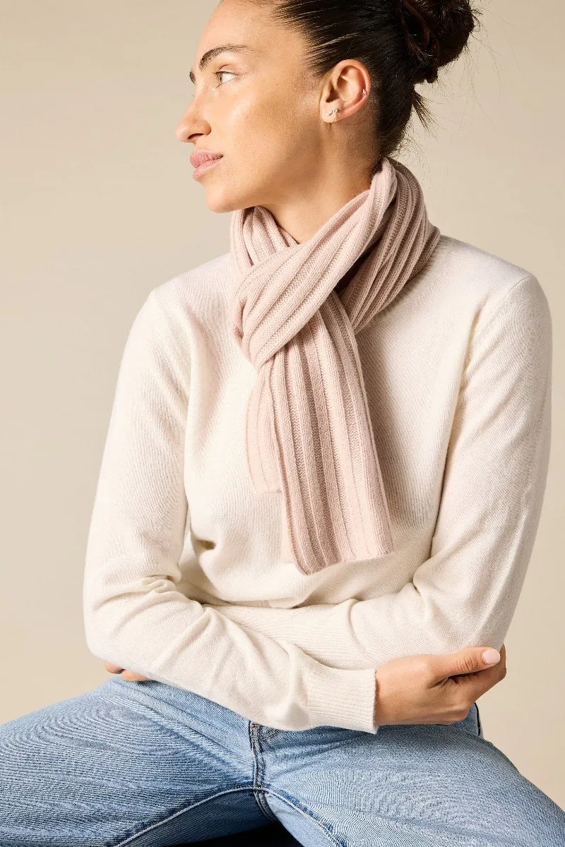 Cashmere Alex Rib Scarf in Bisque