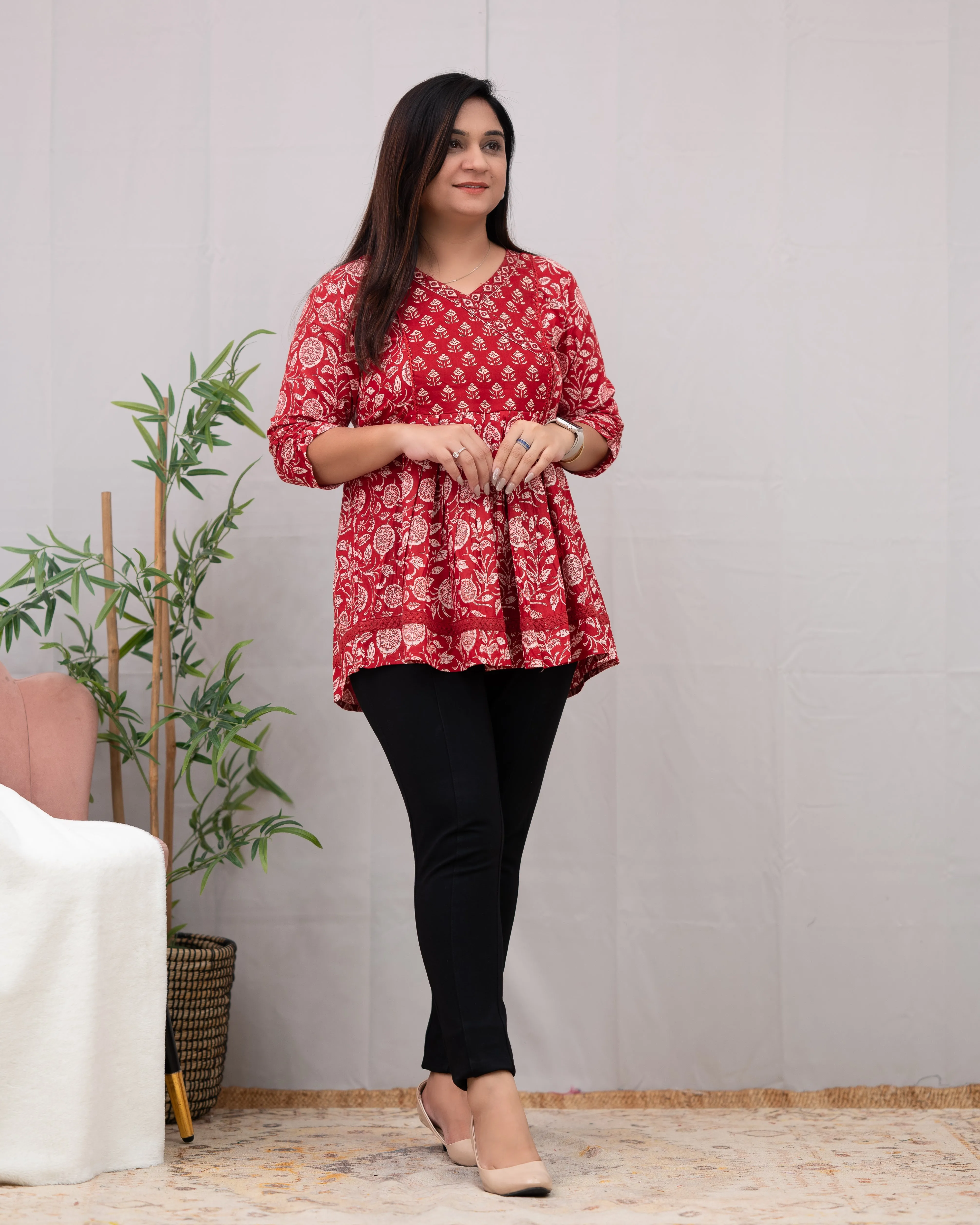 Casual Cotton Embroidered Short Top