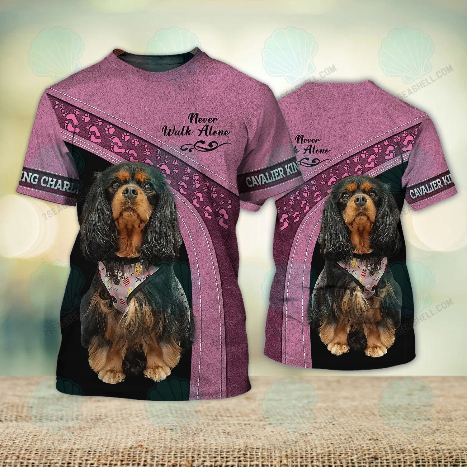 Cavalier King Charles Love Pink Version 3 Never Walk Alone 3D Full Print Shirts, Christmas Shirt for Dog Lovers