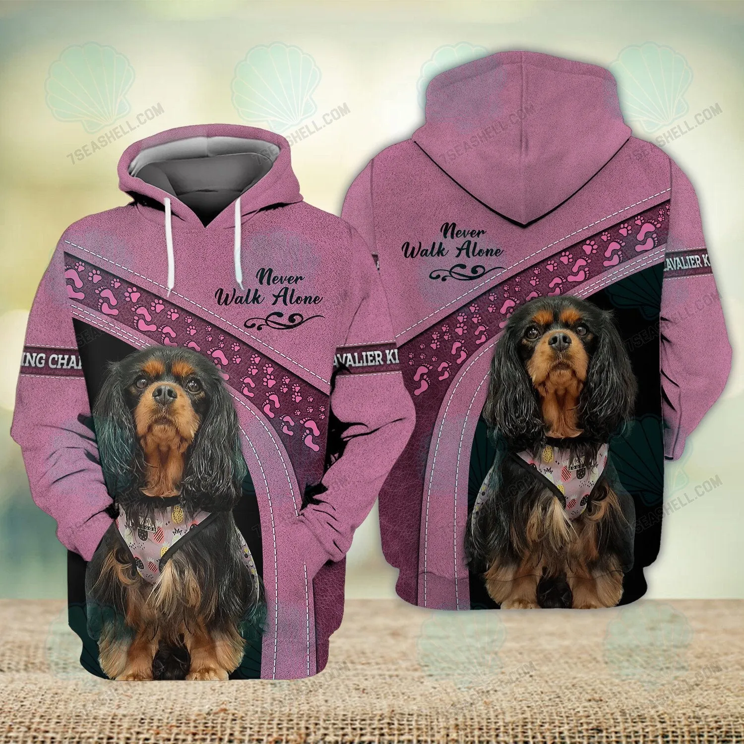 Cavalier King Charles Love Pink Version 3 Never Walk Alone 3D Full Print Shirts, Christmas Shirt for Dog Lovers