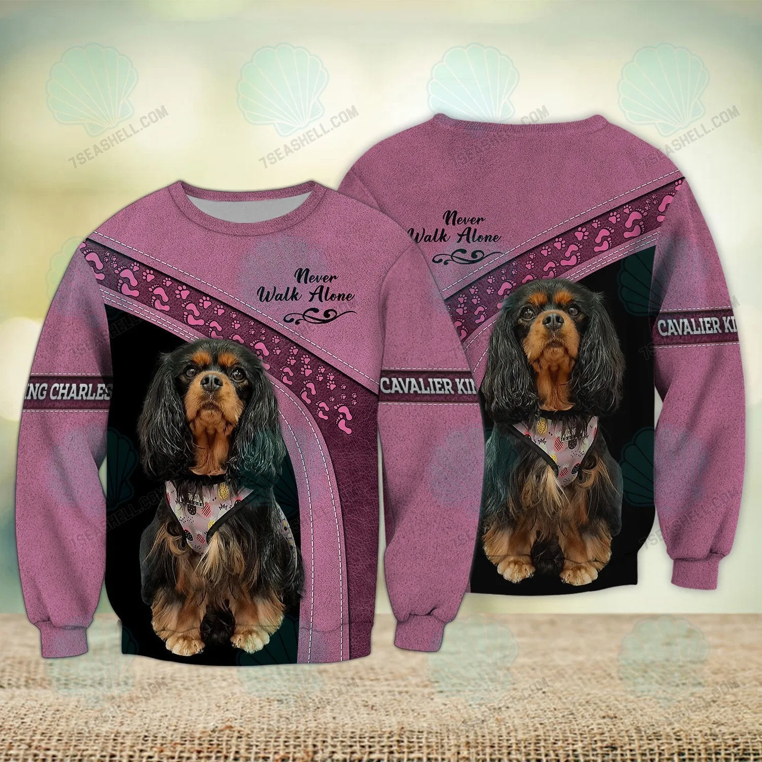 Cavalier King Charles Love Pink Version 3 Never Walk Alone 3D Full Print Shirts, Christmas Shirt for Dog Lovers