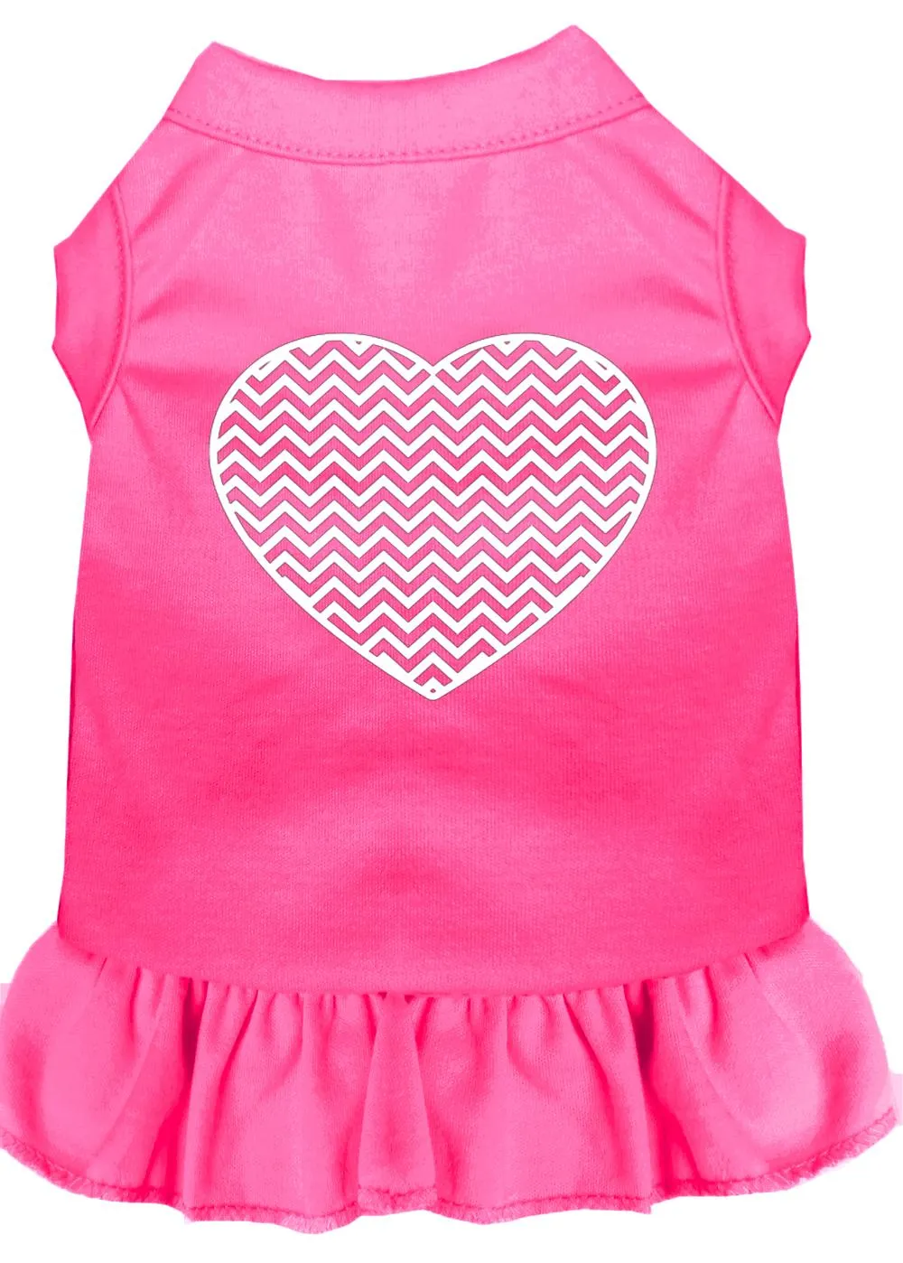 Chevron Heart Screen Print Dress Bright Pink Xs (8)