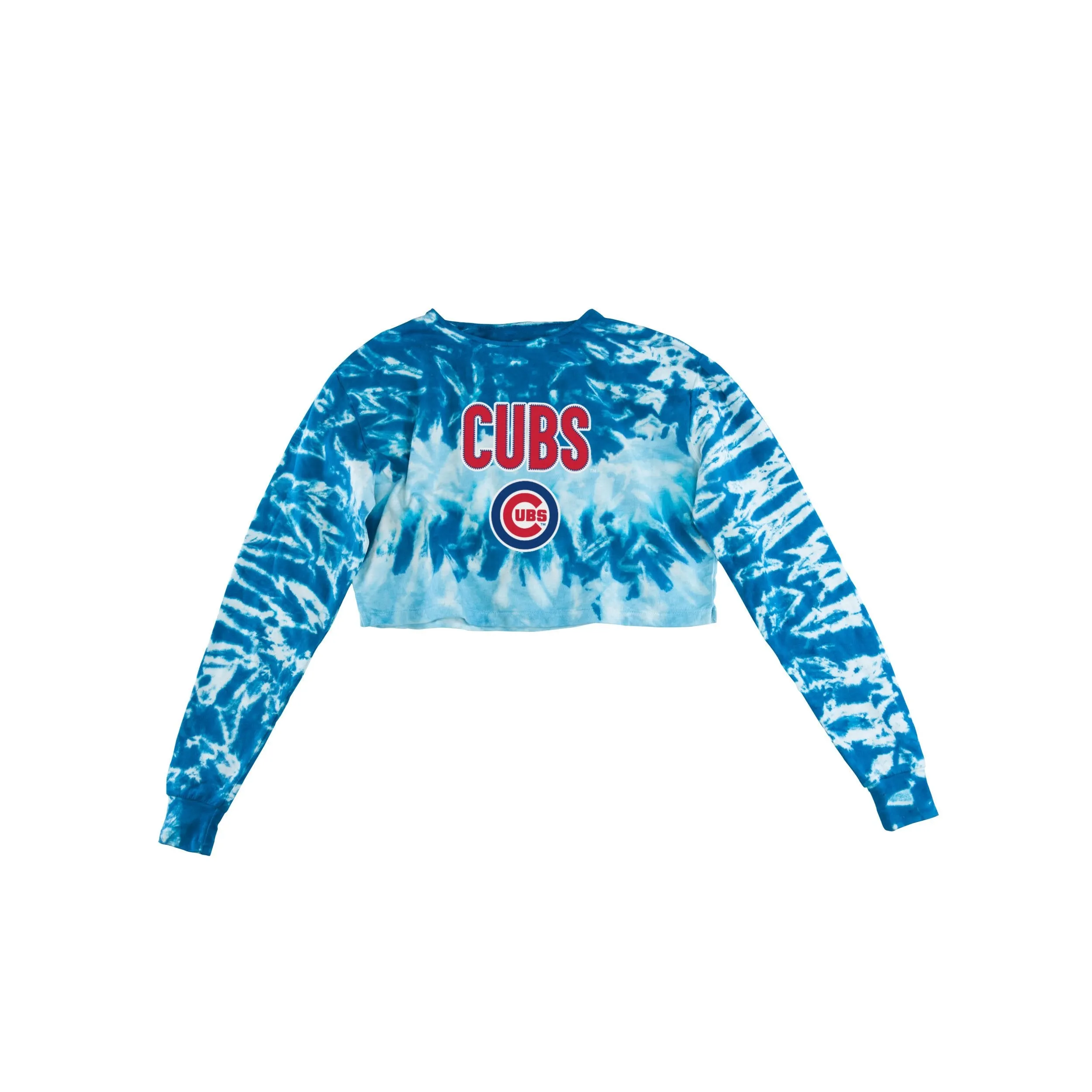 Chicago Cubs MLB Womens Tie-Dye Rush Cropped Sweater