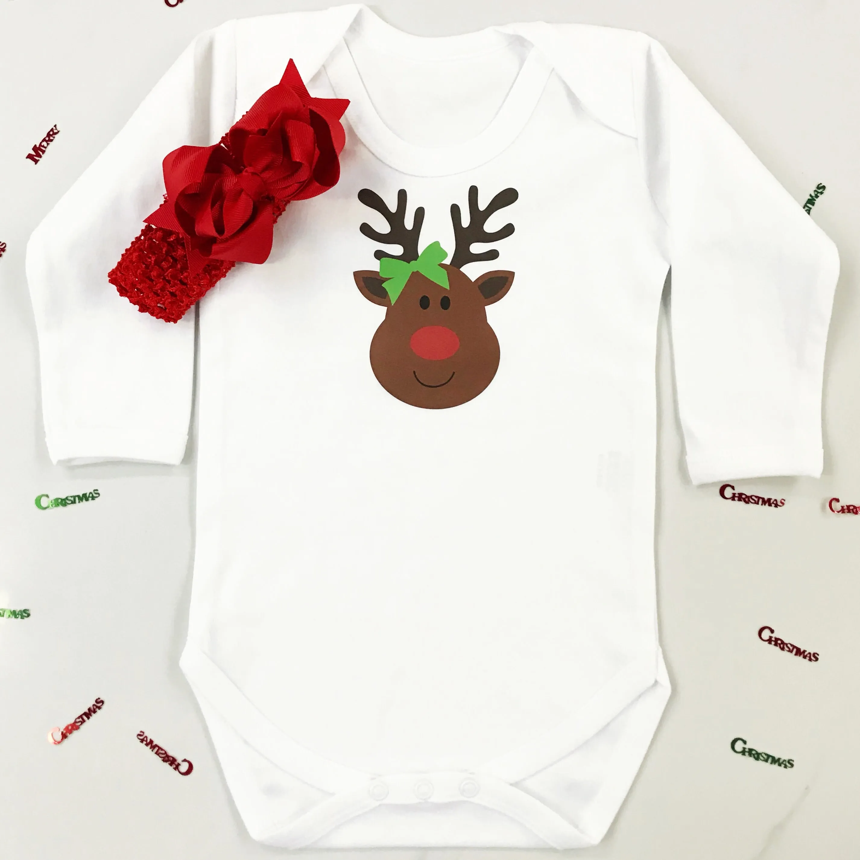 Christmas Miss Rudolph Baby Grow or T Shirt for Girls