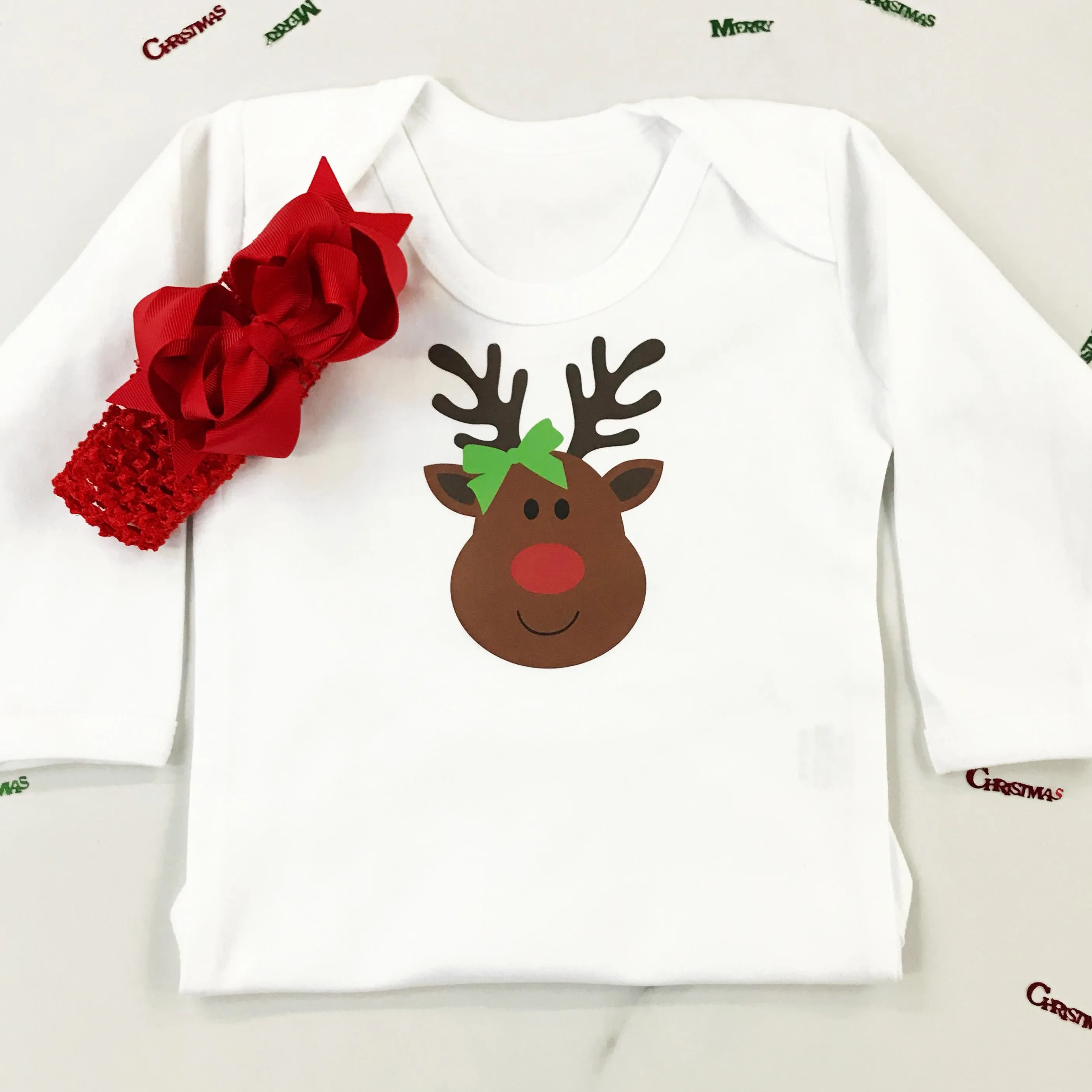 Christmas Miss Rudolph Baby Grow or T Shirt for Girls