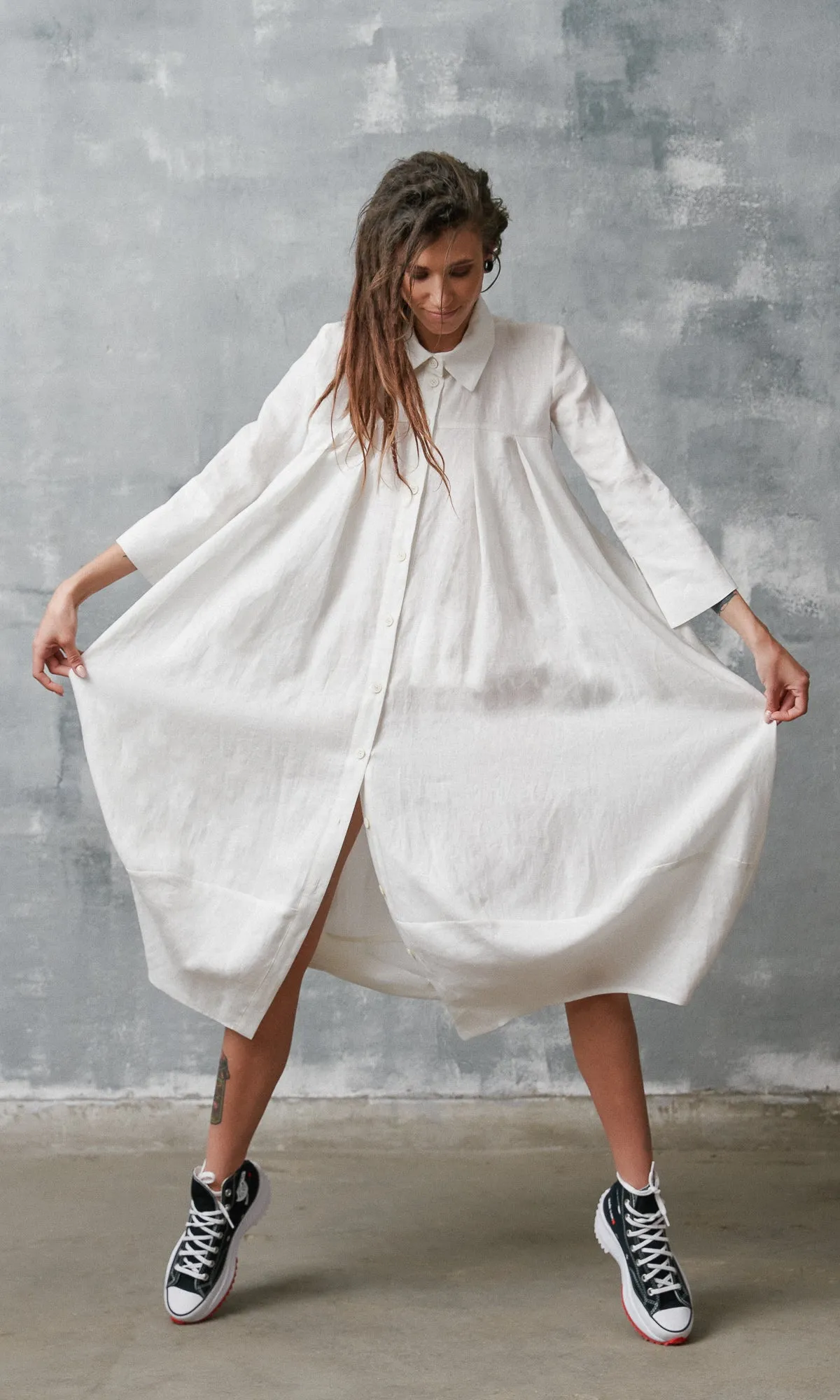 Cocoon Linen Shirt Dress