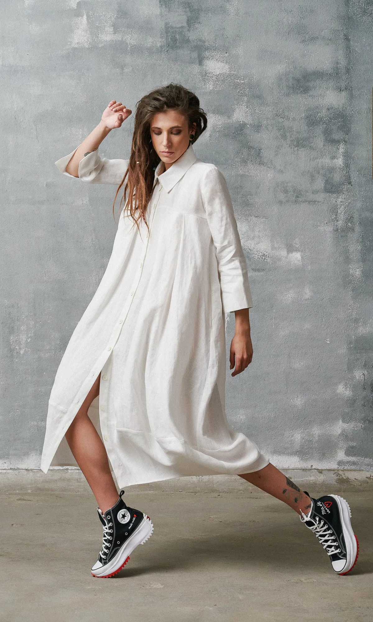 Cocoon Linen Shirt Dress