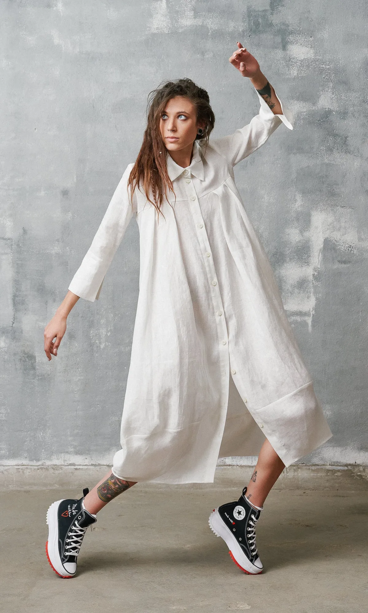 Cocoon Linen Shirt Dress