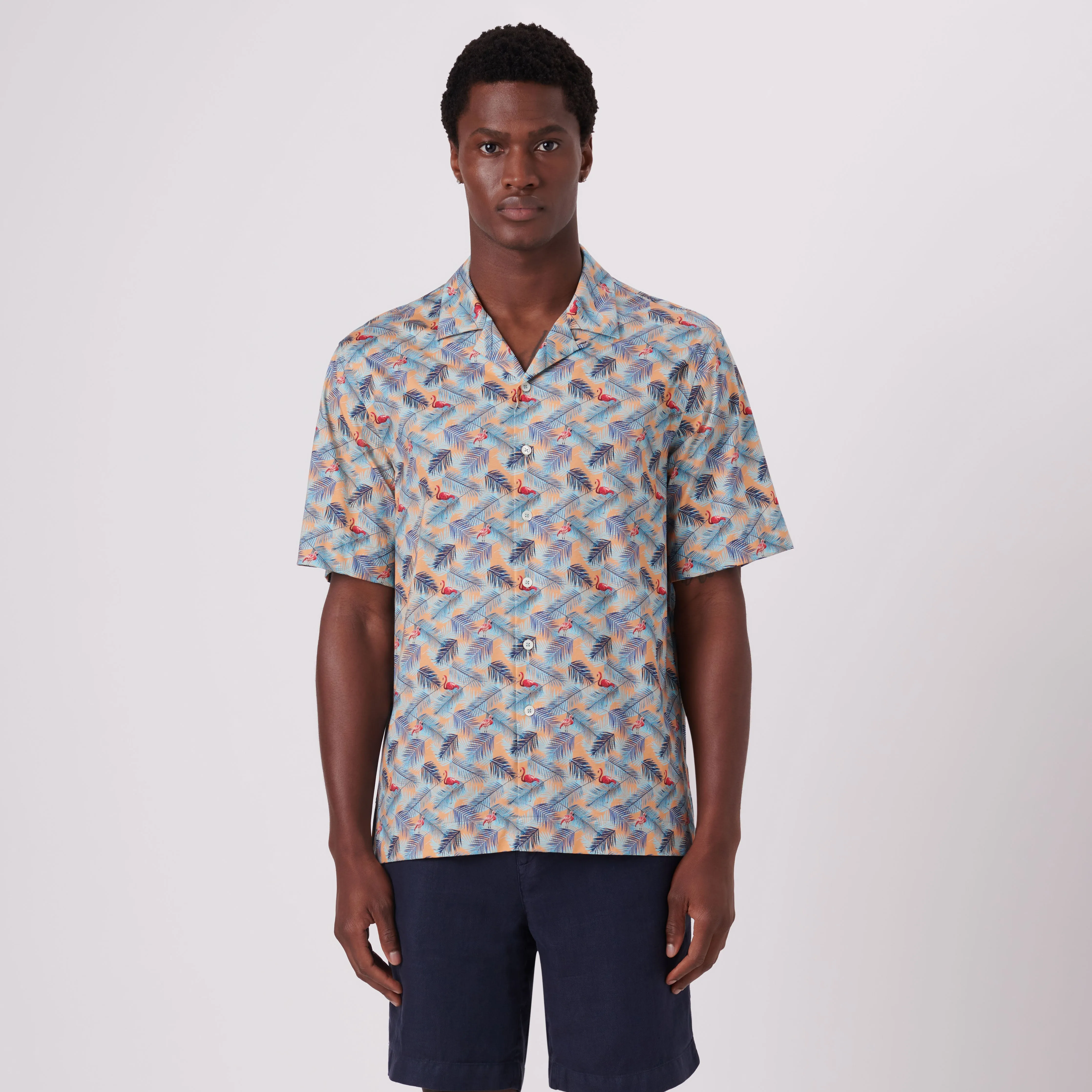 Cole Flamingo Print OoohCotton Camp Shirt