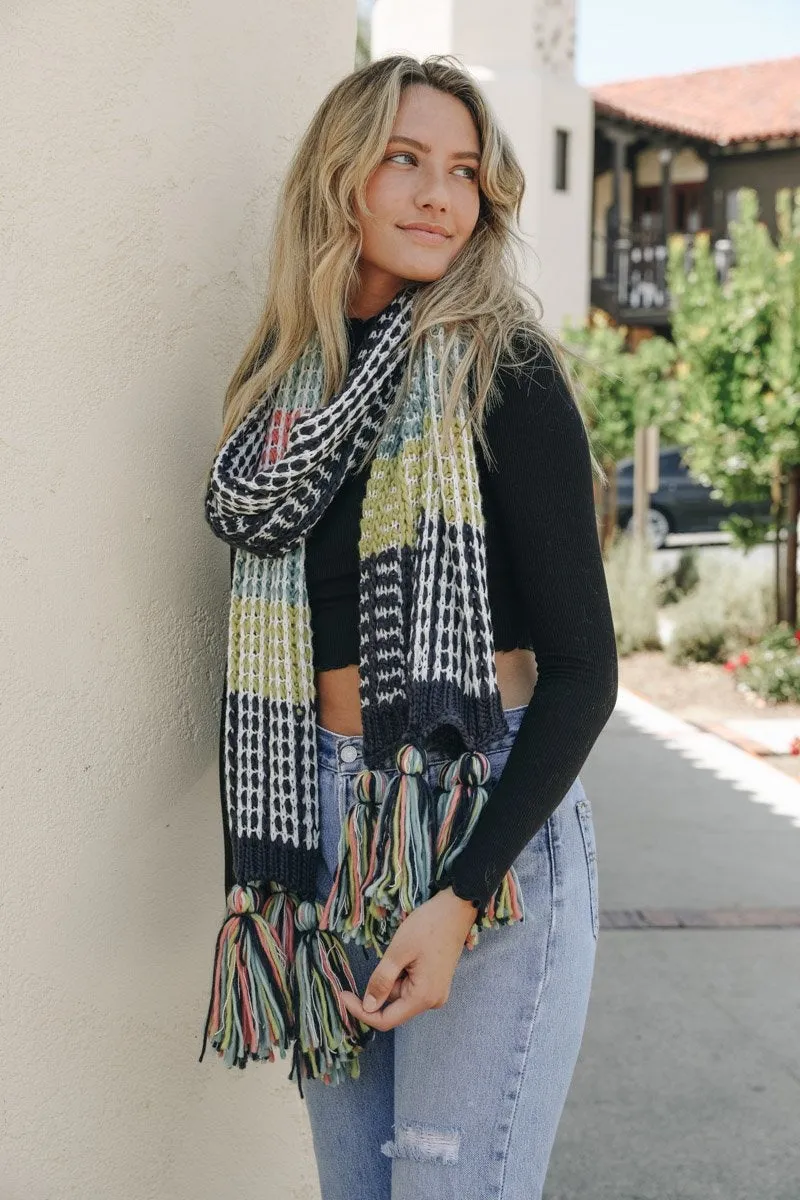 Colorblock Contrast Knit Scarf