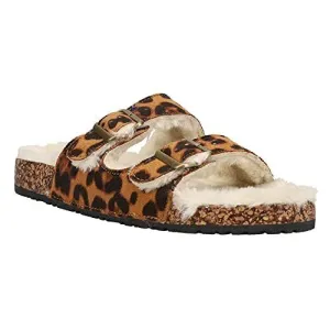 Corkys Women's Laid Back Fuzzy Slip On Sandal - Leopard 25-2006