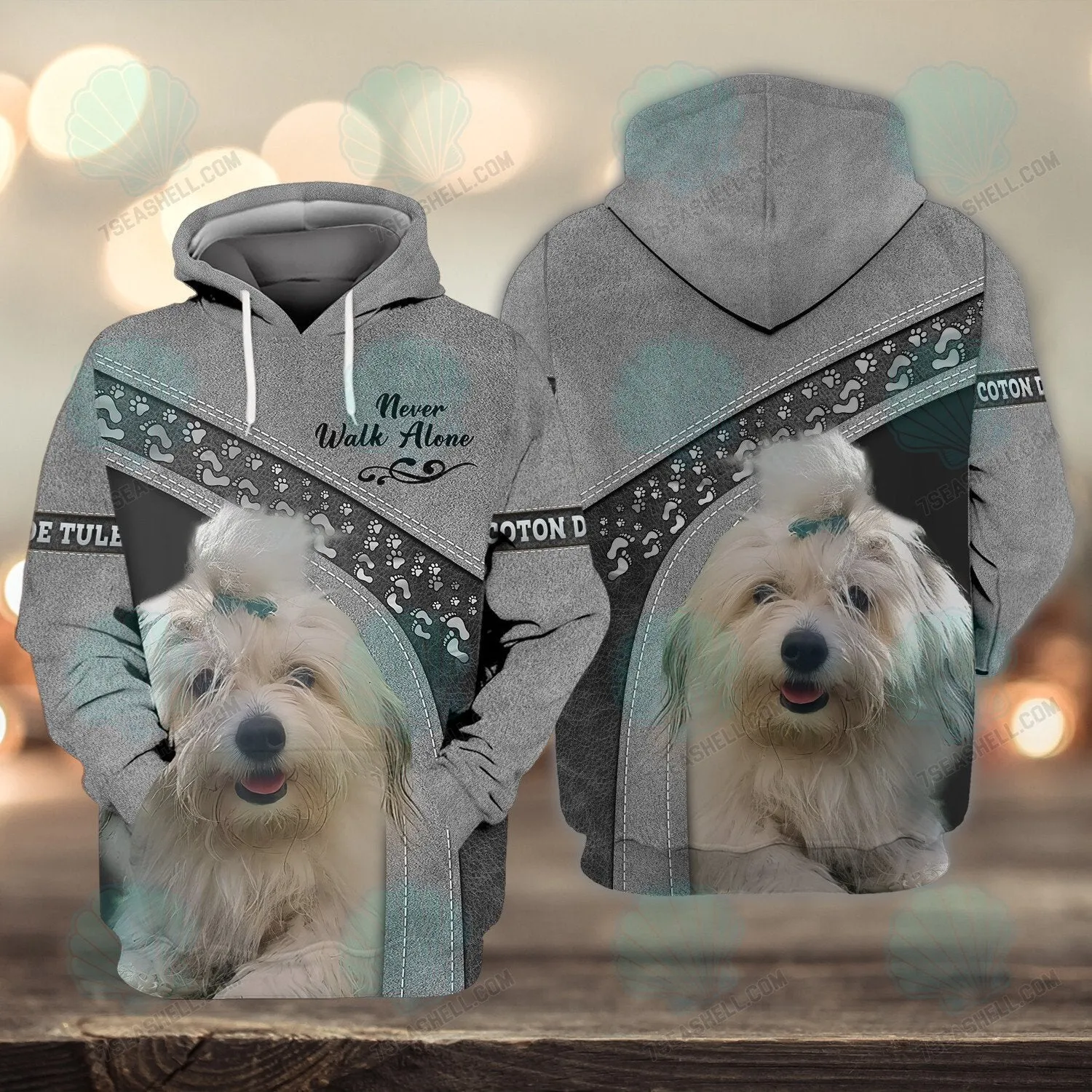 COTON DE TULEAR Love Never Walk Alone 3D Full Print Shirts, Christmas Dog Memorial Gifts for loss of Dog