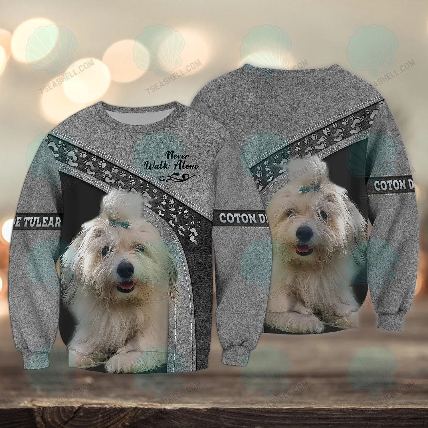 COTON DE TULEAR Love Never Walk Alone 3D Full Print Shirts, Christmas Dog Memorial Gifts for loss of Dog