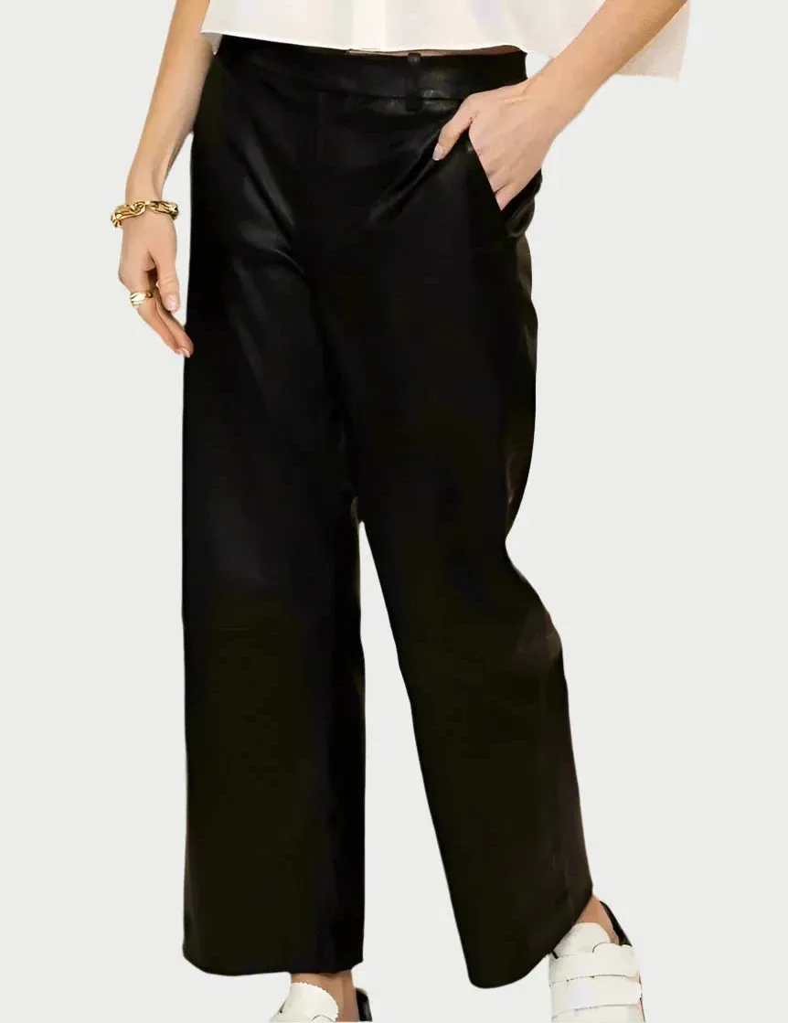 Cropped Baggy Leather Trousers