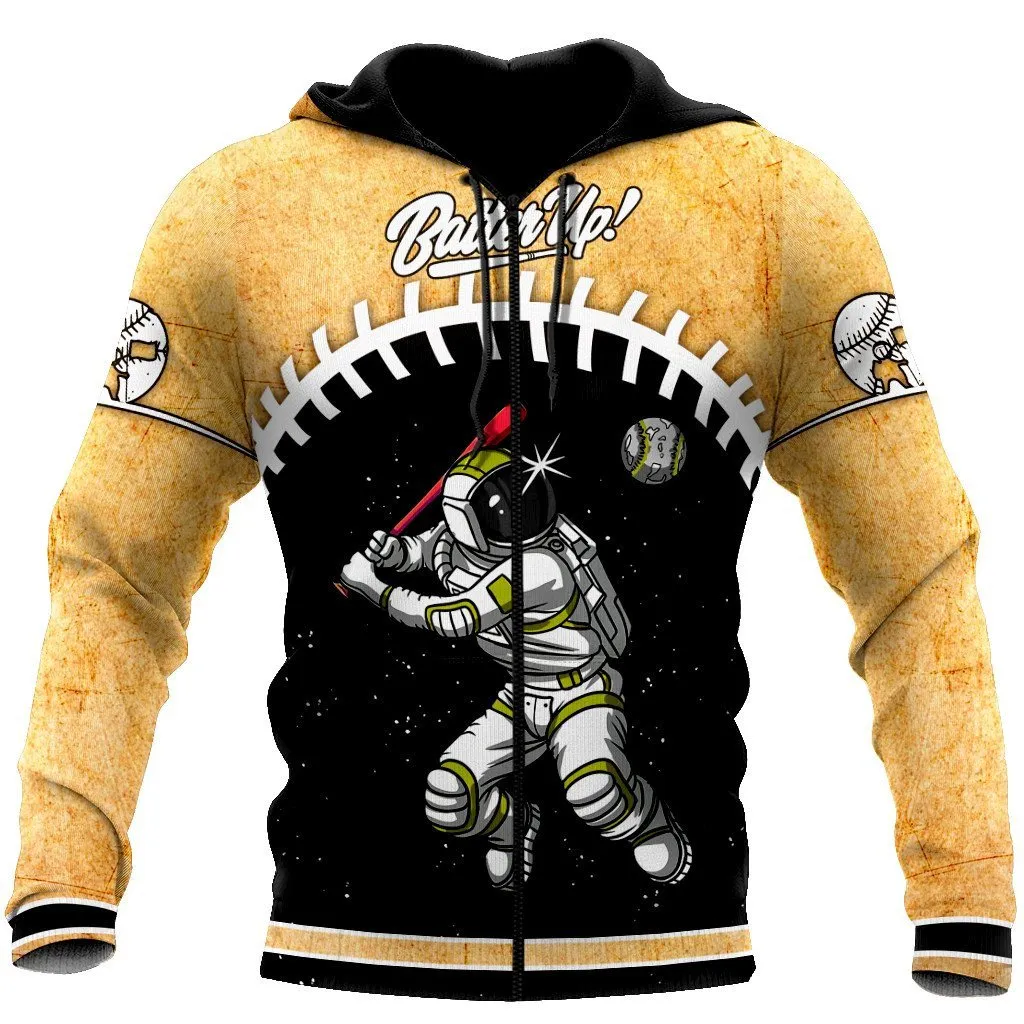 Customize Name & Number Astronaut Yellow Batter Up Baseball Sweatshirt Hoodie Christmas Shirts For Men And Women