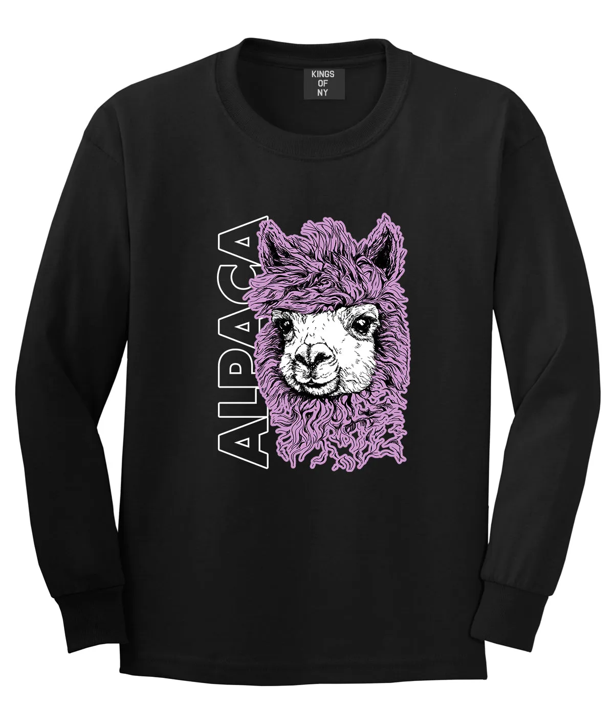 Cute Alpaca Face Mens Long Sleeve T-Shirt