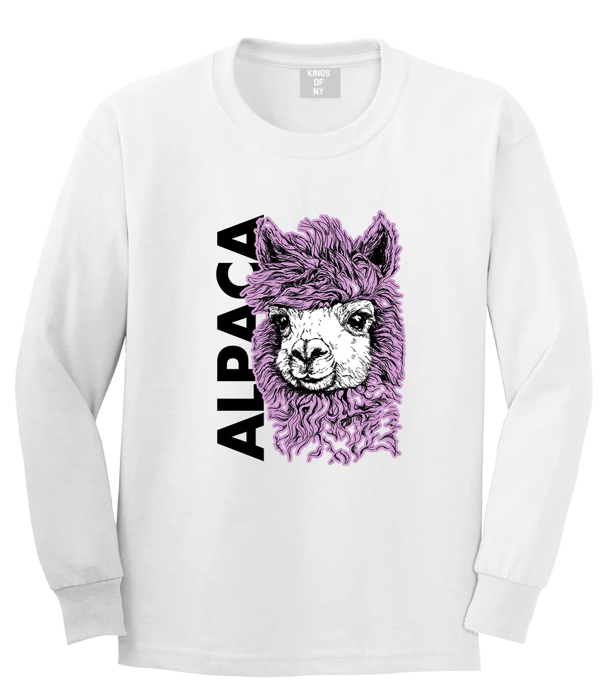 Cute Alpaca Face Mens Long Sleeve T-Shirt