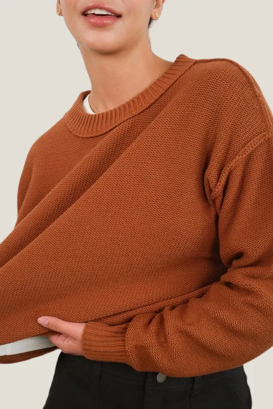 Cute Layering Crop Sweater (Rust)