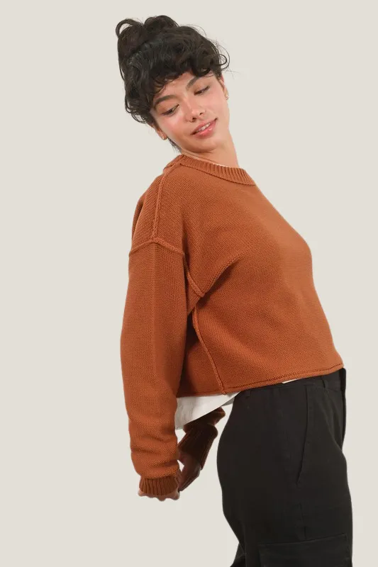 Cute Layering Crop Sweater (Rust)