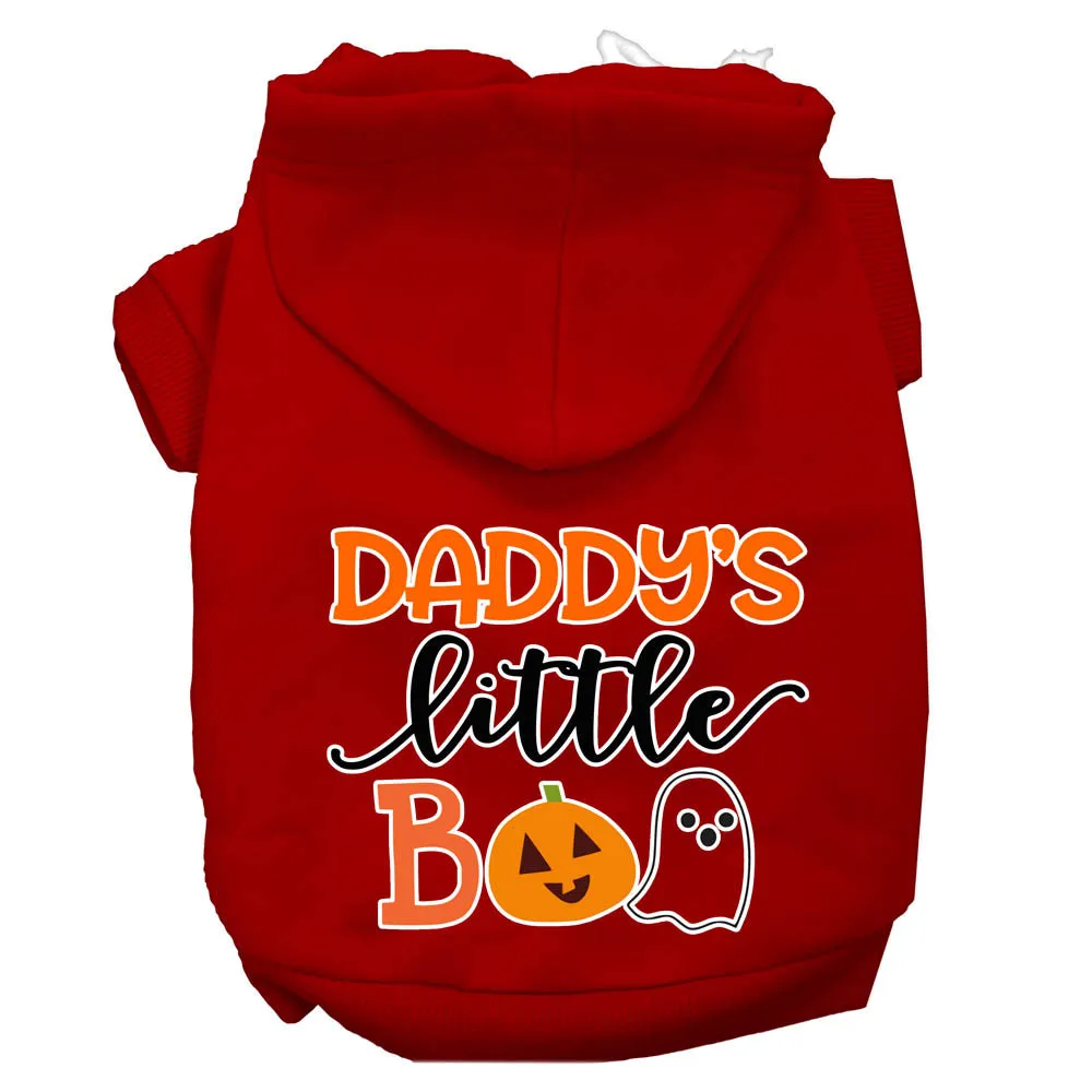 Daddy's Little Boo Screen Print Dog Hoodie Red Xl