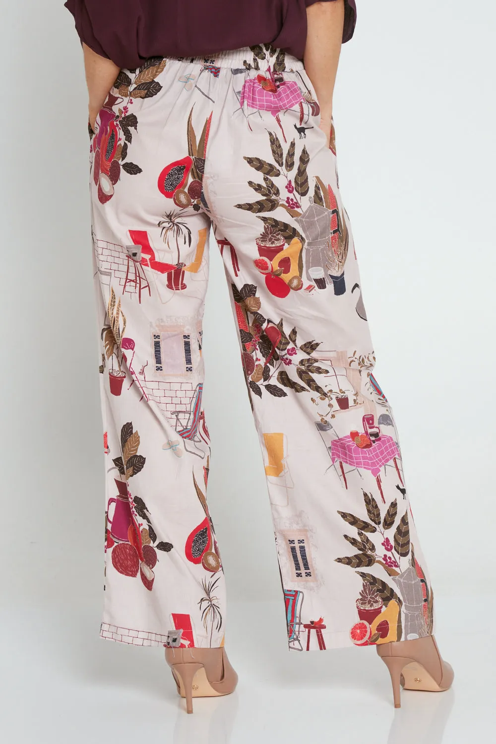 Daria Wide Leg Pants - Pink Tea Time