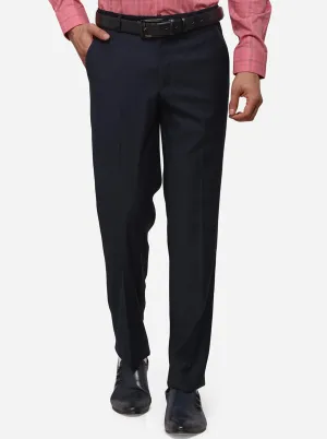 Dark Blue Slim Fit Solid Formal Trouser | JB Studio