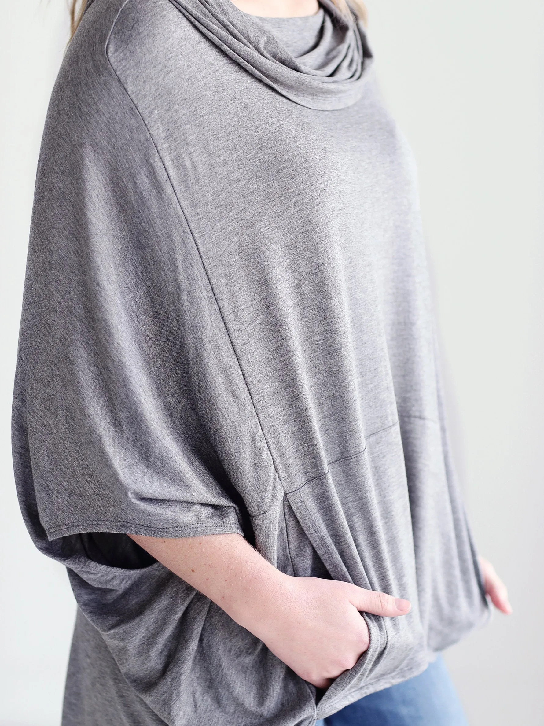 Dark Heather Gray DLMN Cowl Neck Poncho