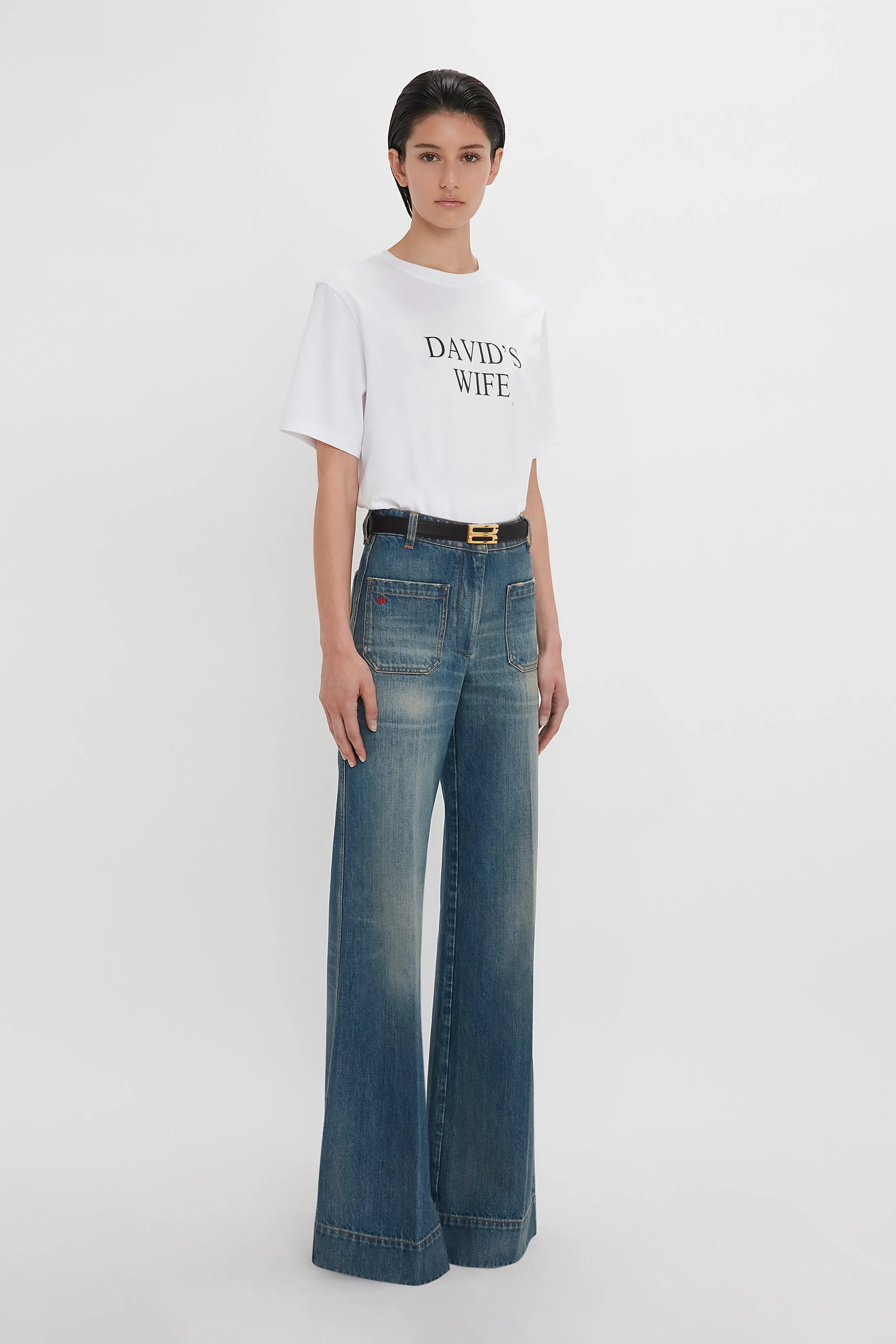 David's Wife' Slogan T-Shirt In White