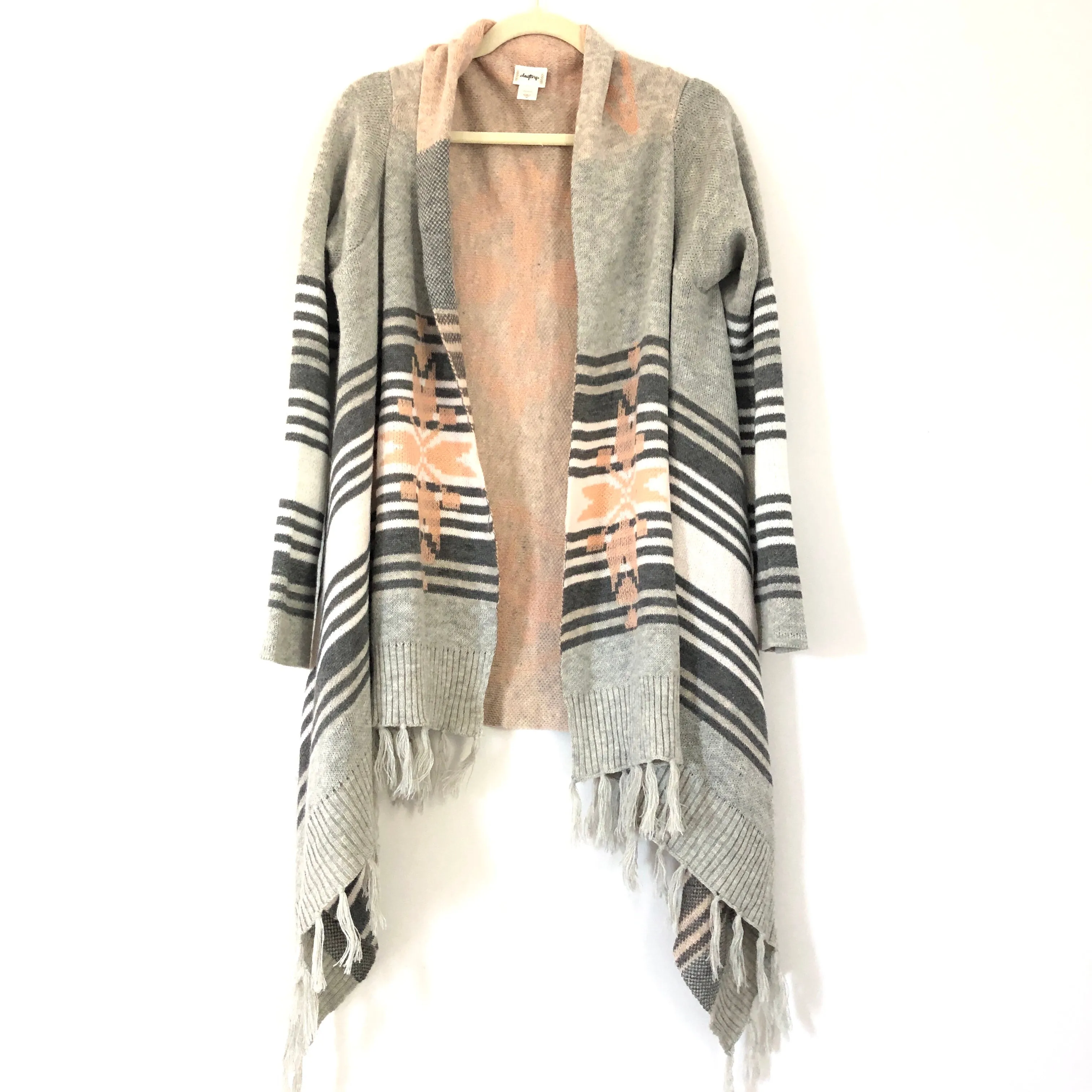 Daytrip Aztec Print Fringe Detail Cardigan- Size M