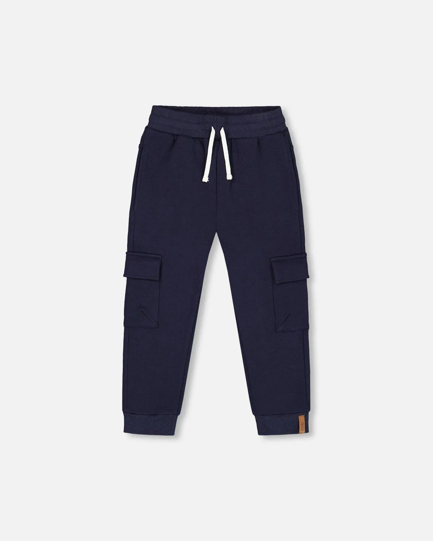 Deux Par Deux Fleece Sweatpants with Cargo Pockets - Navy