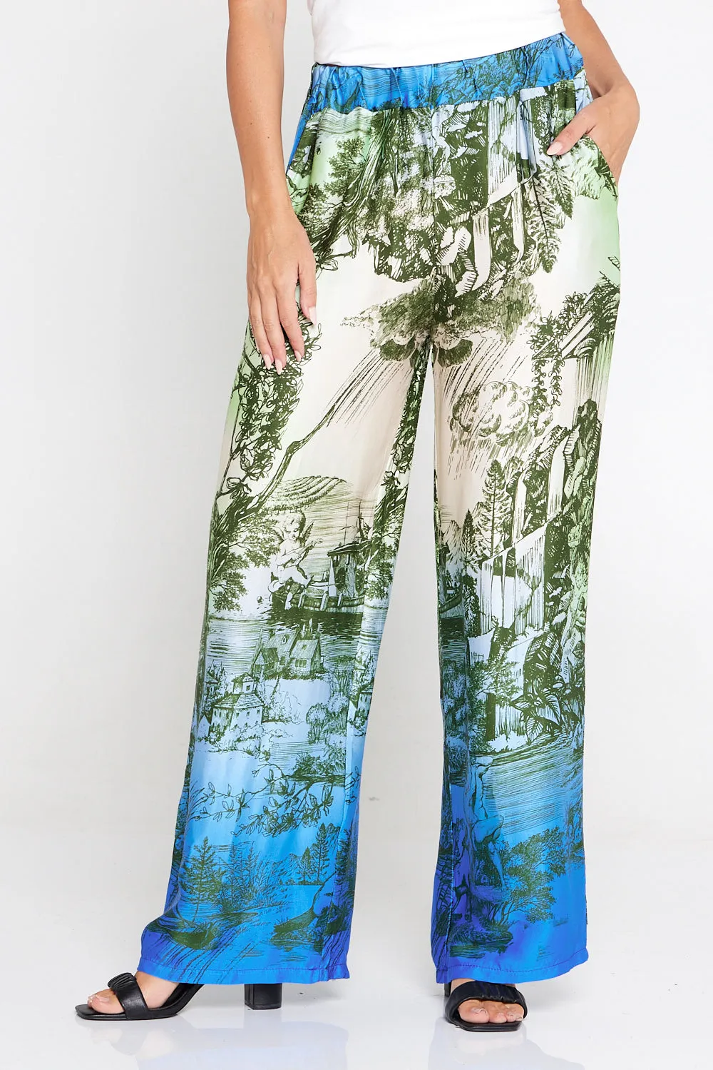 Dimitra Satin Pants - Rhea Print