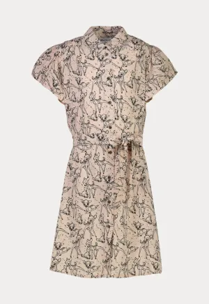 Disney Bambi Printed Button Up Belted Dress