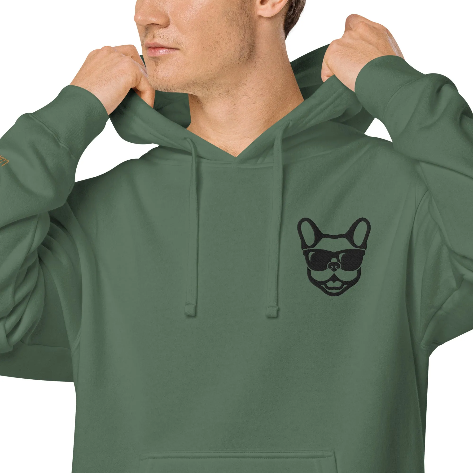 Dog Lovers Embroidered Design Unisex Pigment-Dyed Hoodie