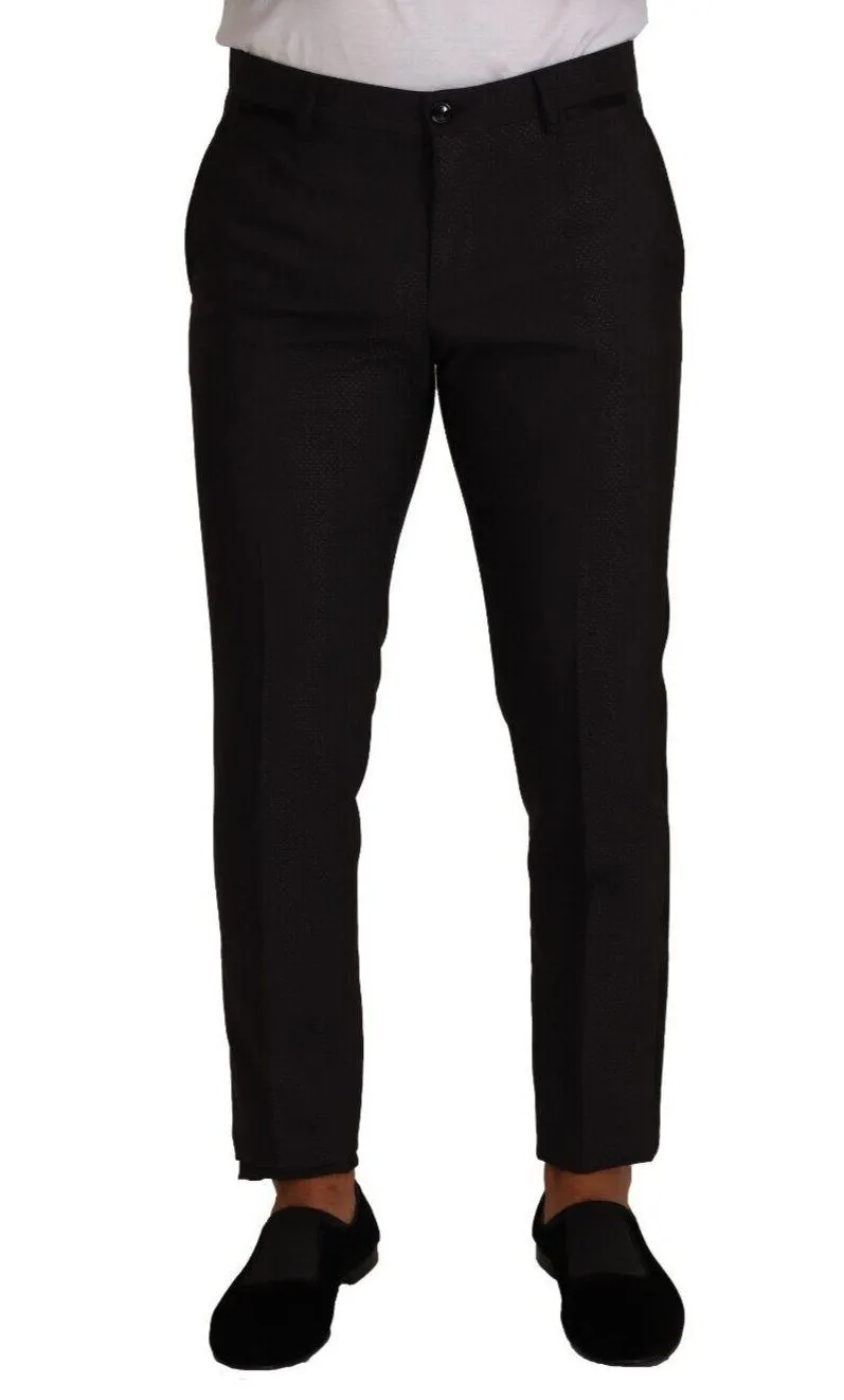 Dolce & Gabbana Black Brown Formal Tuxedo Dress Pants