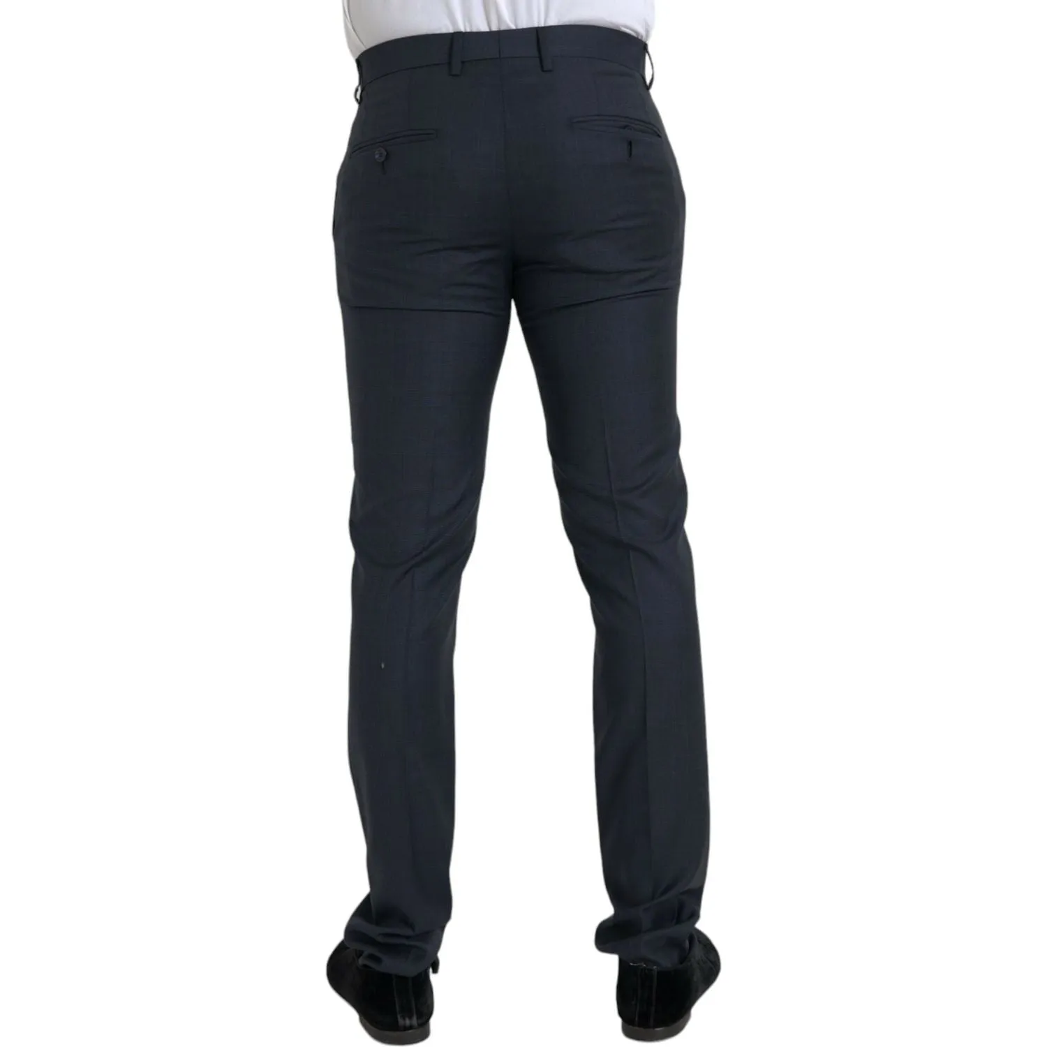 Dolce & Gabbana Blue Wool Men Skinny Dress Pants