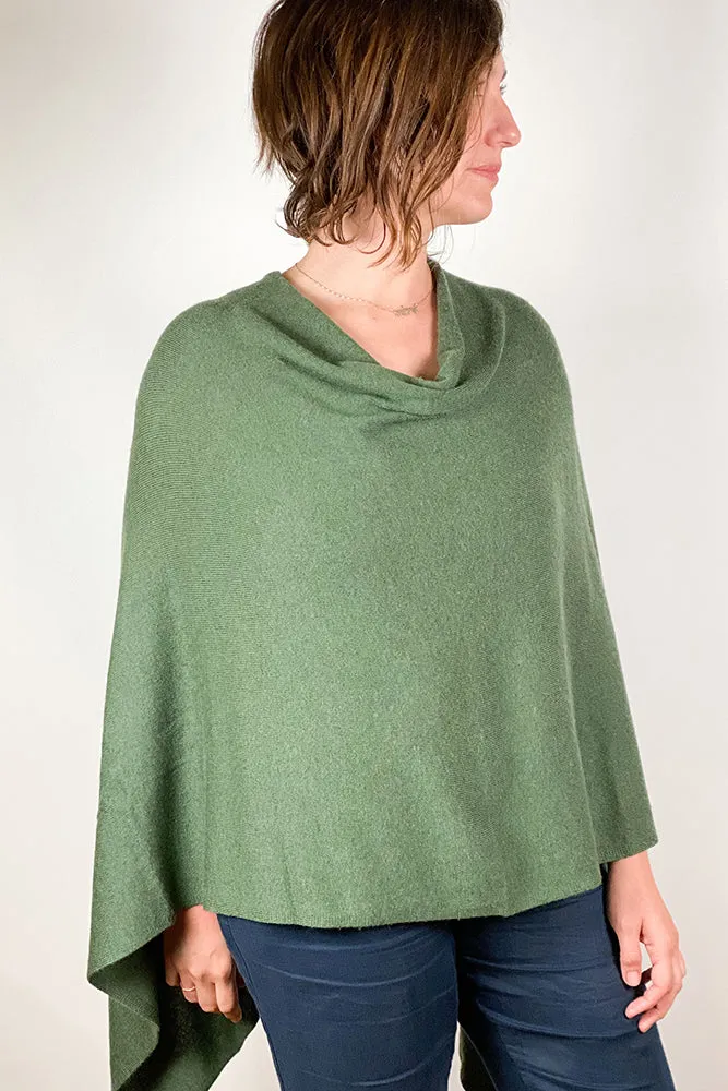 Dolma Cashmere Poncho Seaweed Green