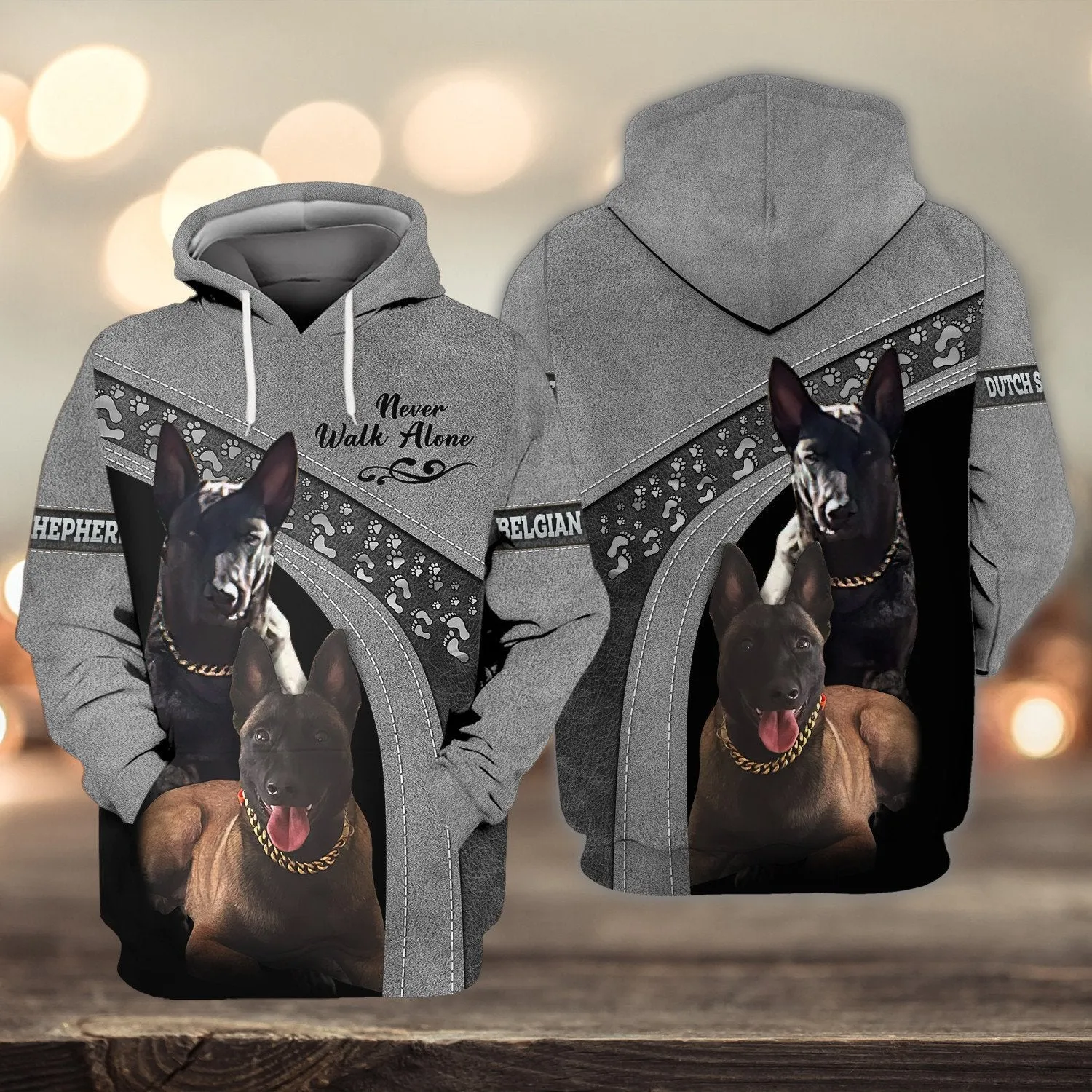 Dutch Shepherd And Belgian Malinois Never Walk Alone 3D Full Print Shirts, Dog Memorial Gifts for loss of Dog