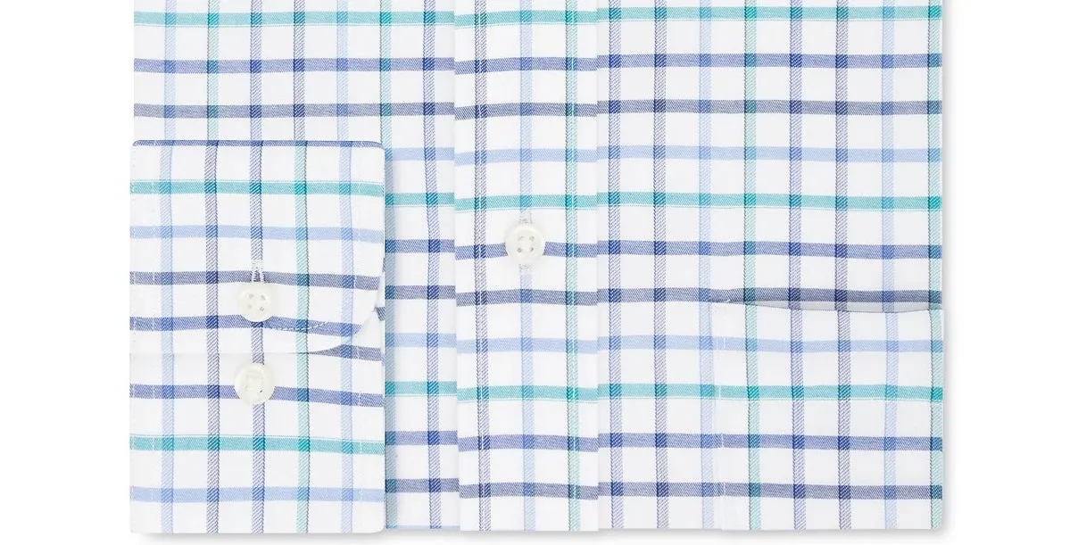 Eagle Men's Classic/Regular-Fit Non-Iron Flex Collar Check Dress Shirt Blue Size 17X34-35