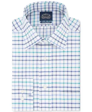 Eagle Men's Classic/Regular-Fit Non-Iron Flex Collar Check Dress Shirt Blue Size 17X34-35