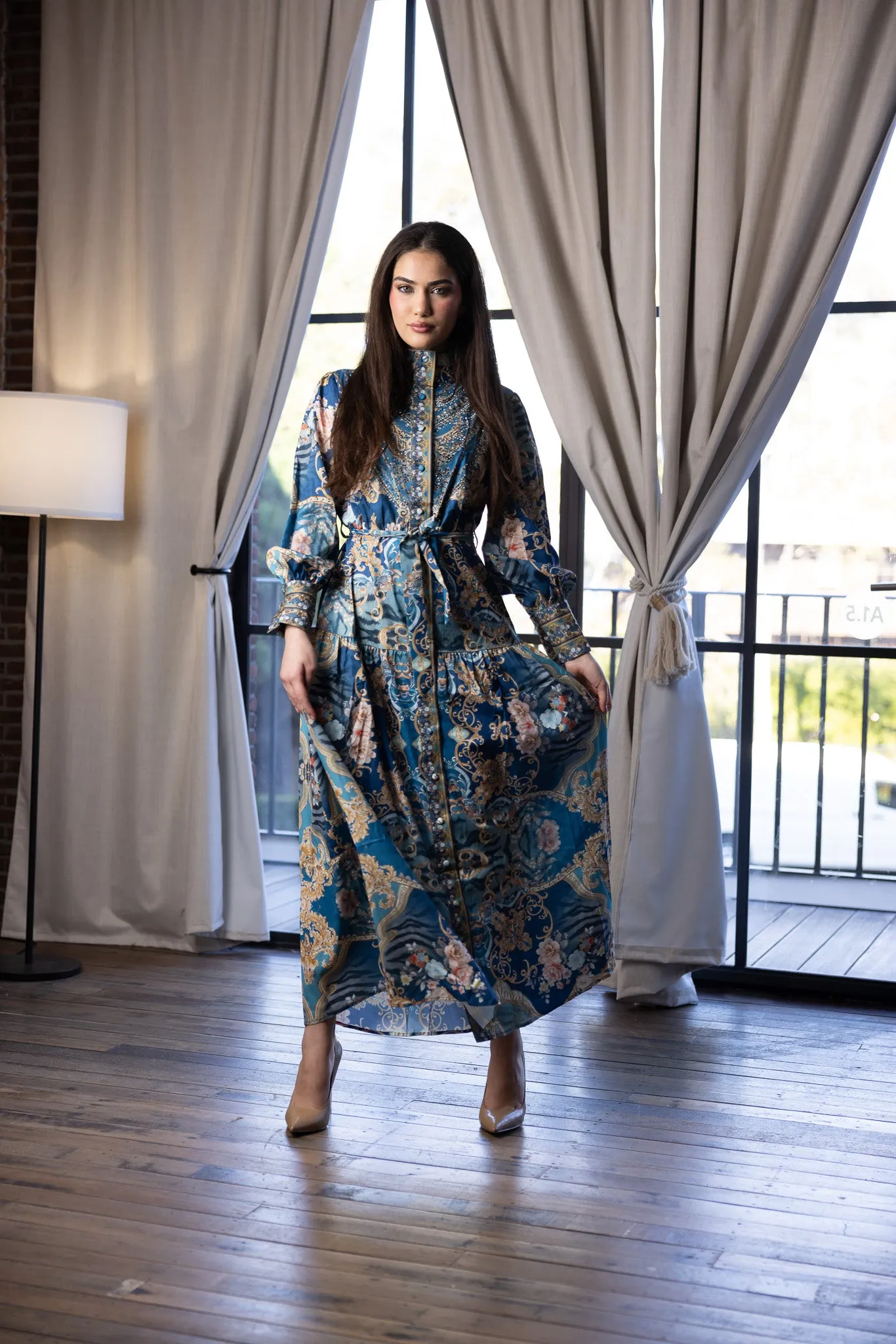 Elara Beaded Shirt Dress