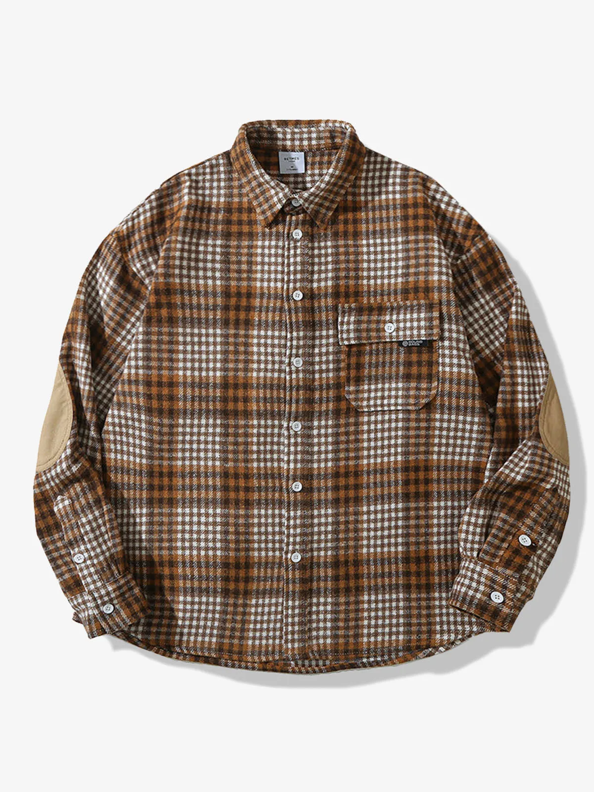 Elbow Patches Check Long Sleeve Shirt