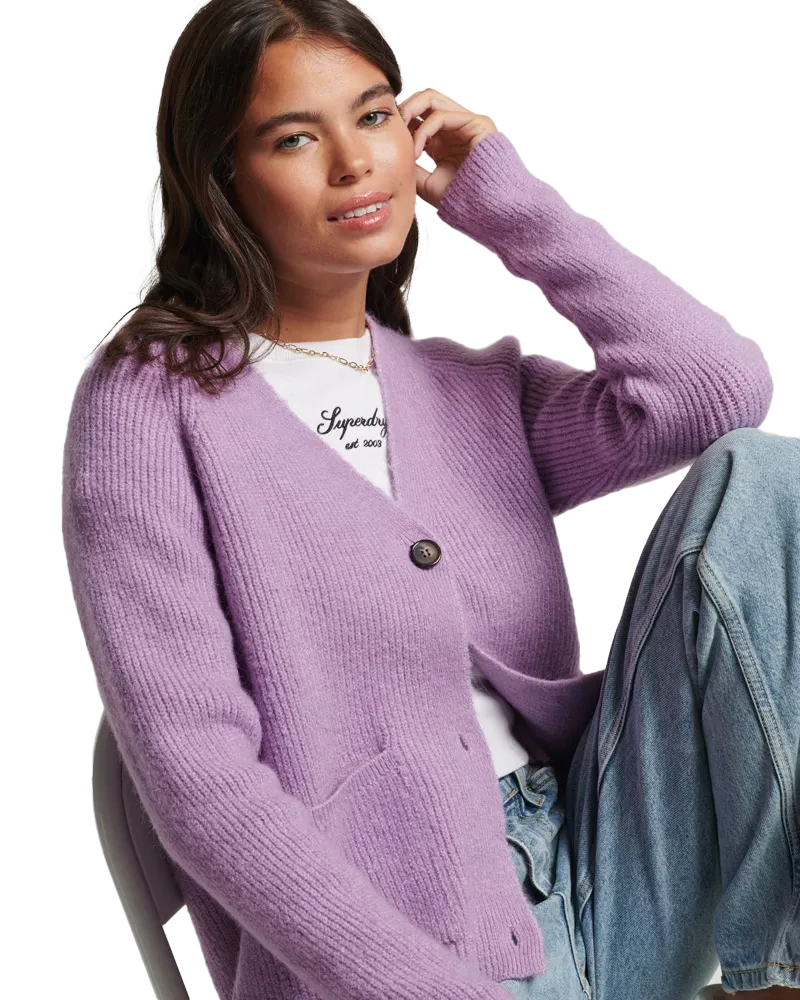 Essential Super Soft Cardigan in Vintage Purple Marl