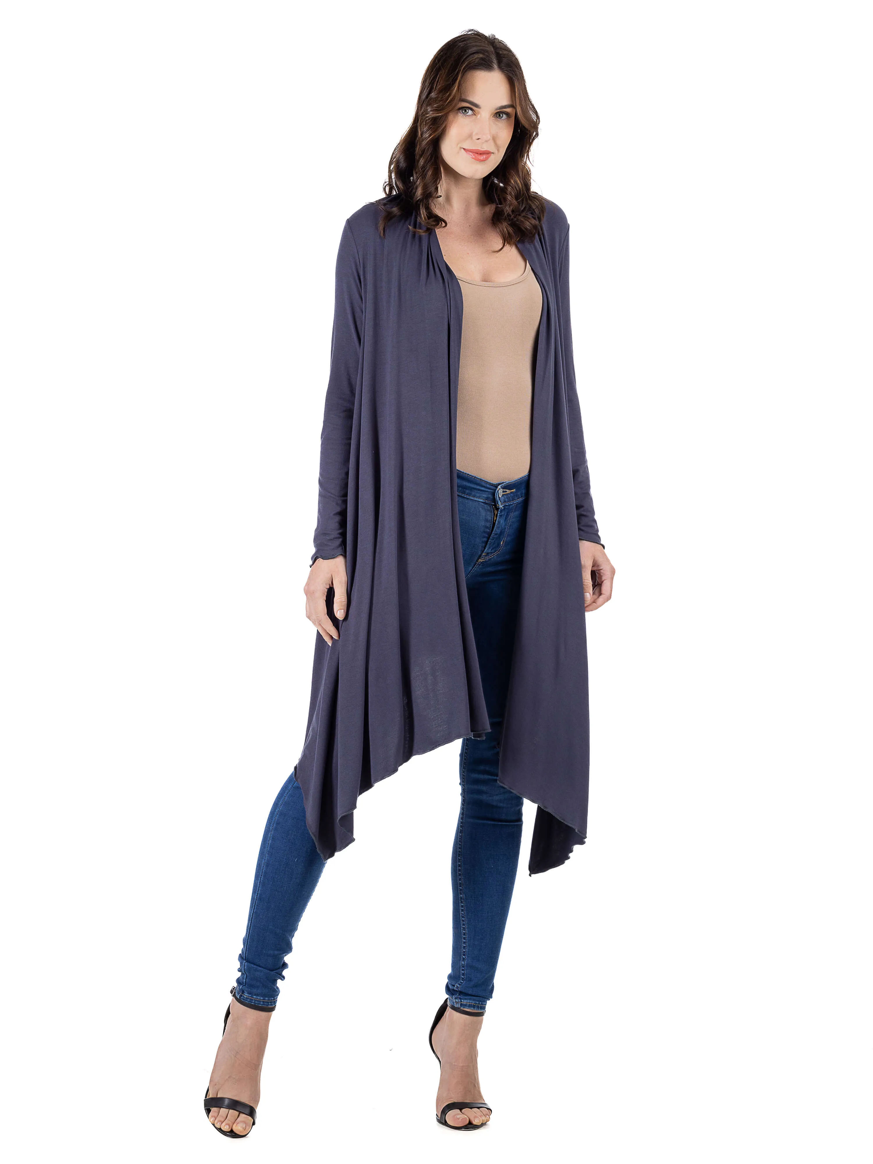 Extra Long Open Front Cardigan